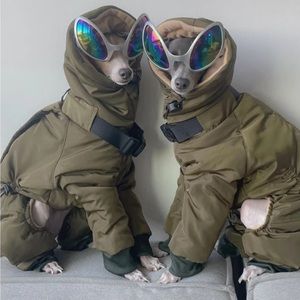 Khaki and cream whippet one piece snowsuit
